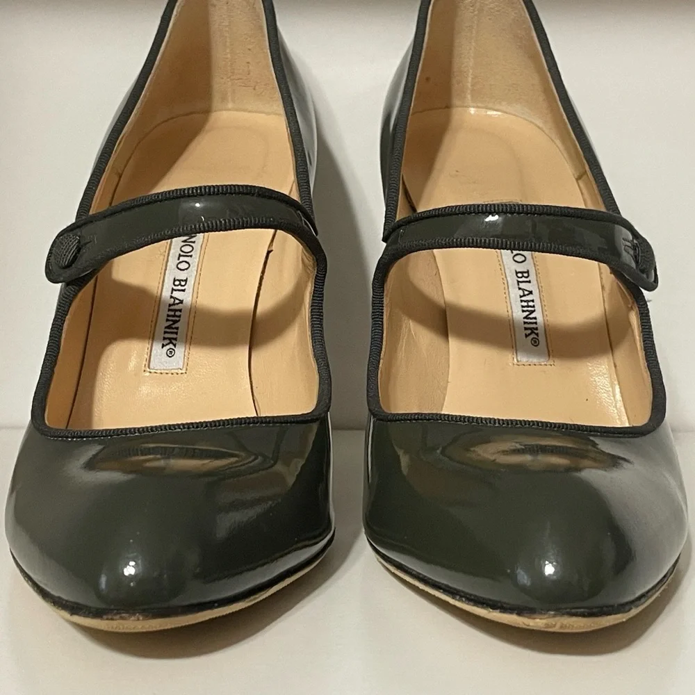VGUC Manolo Blahnik Green Campy Mary Janes Size EU 40.5/9.5 - Picture 11 of 16